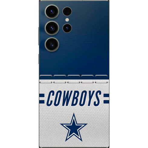 NFL Dallas Cowboys White Striped Galaxy S25 Ultra Skin